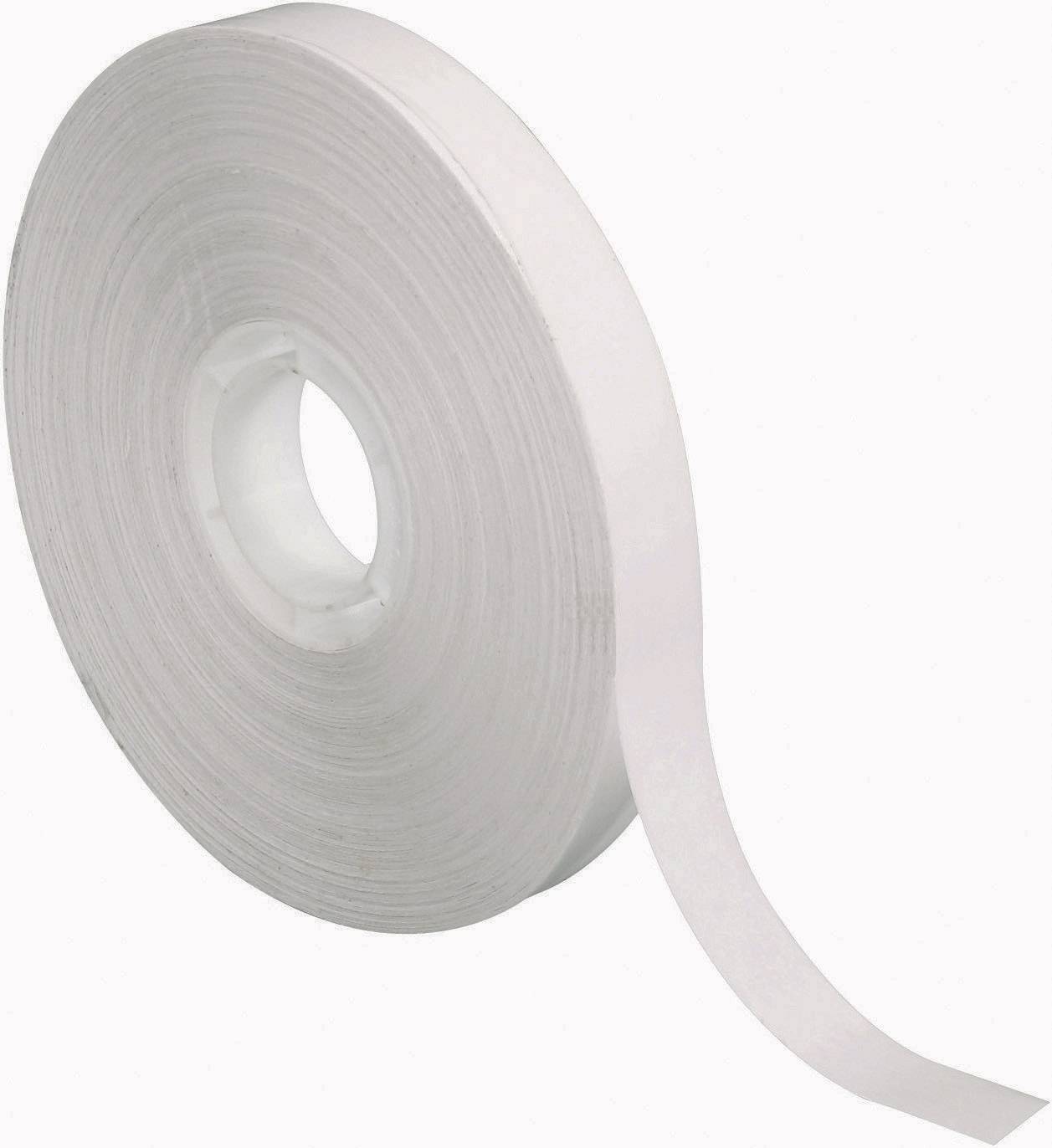 A large roll of white adhesive tape, partially unrolled, lies on a white background.