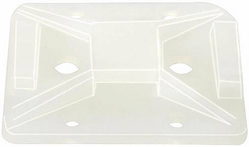 A rectangular, white plastic component with symmetrical protrusions and perforated openings.