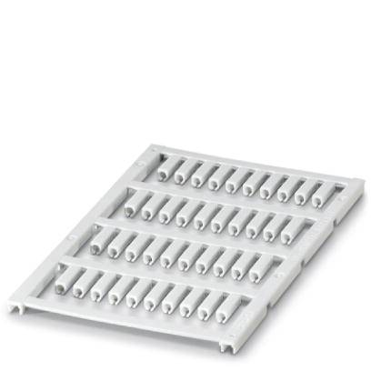 A grey plastic plate with several rows of upright pins. The arrangement is reminiscent of a matrix or grid.
