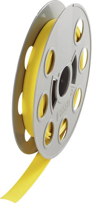 Yellow tape reel in a grey spool, shown from the side, with several round openings visible.