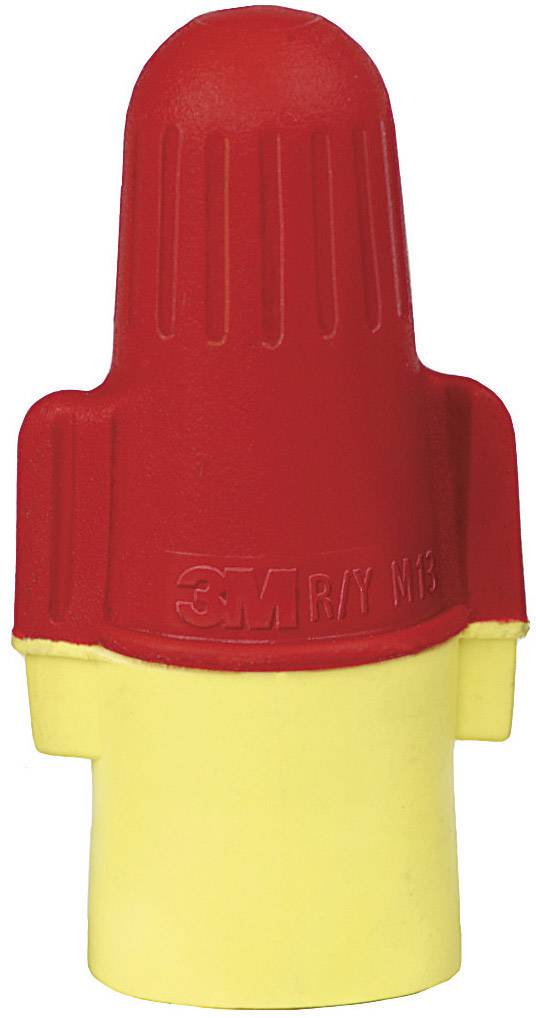 A red and yellow plastic twist connector, typically used to securely connect electrical wires.