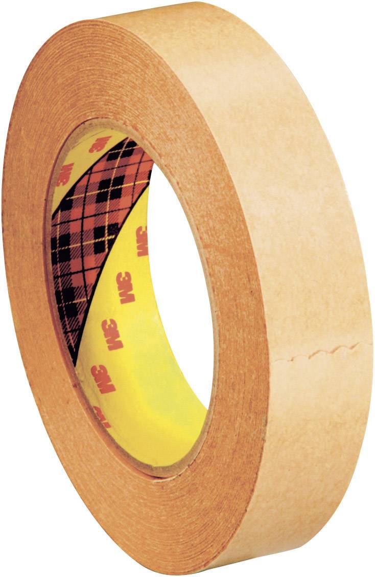 A roll of brown parcel tape with a yellow inner core and red 3M logo. Ideal for packing and sealing cardboard boxes.