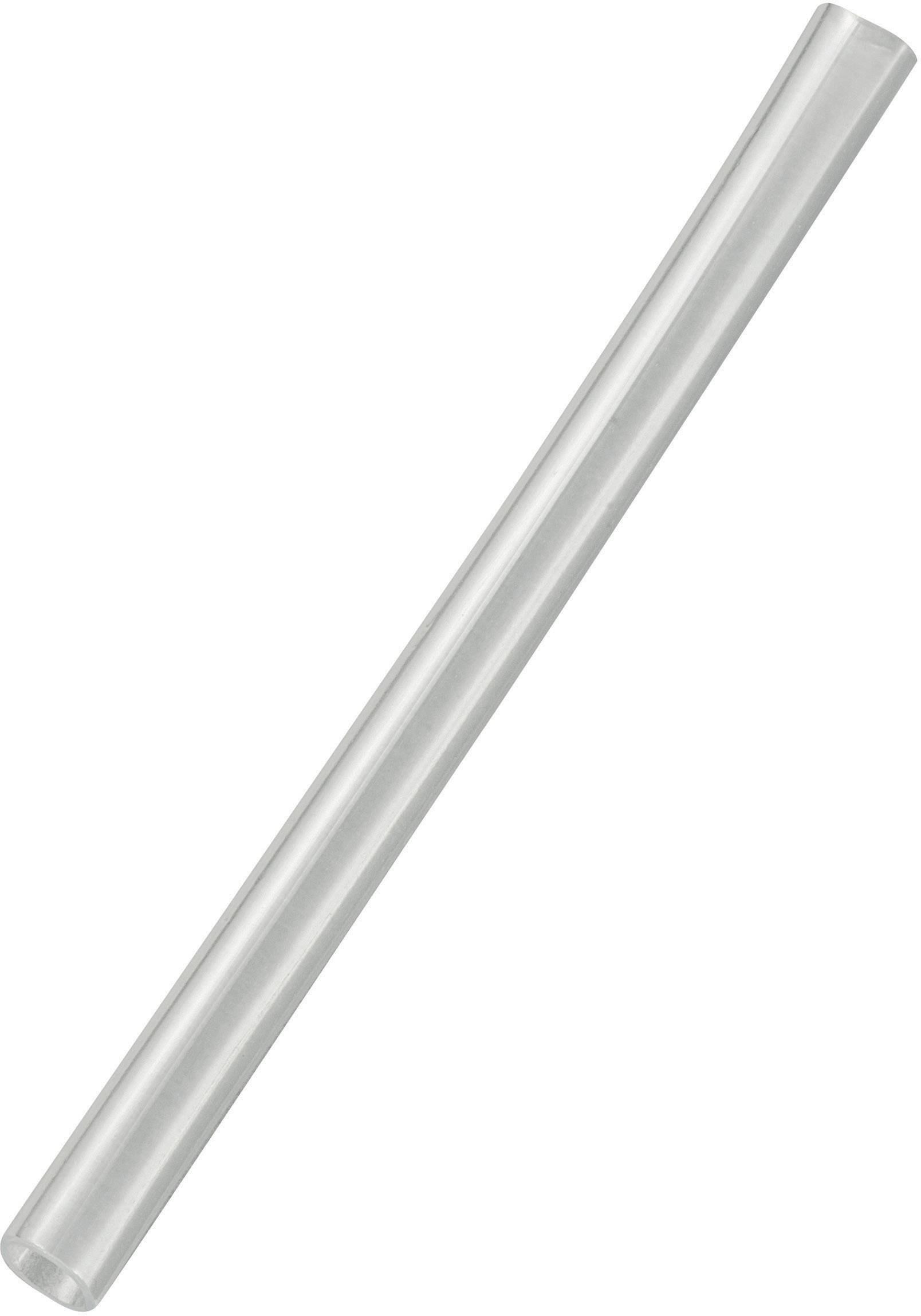 A transparent plastic drinking straw against a white background.