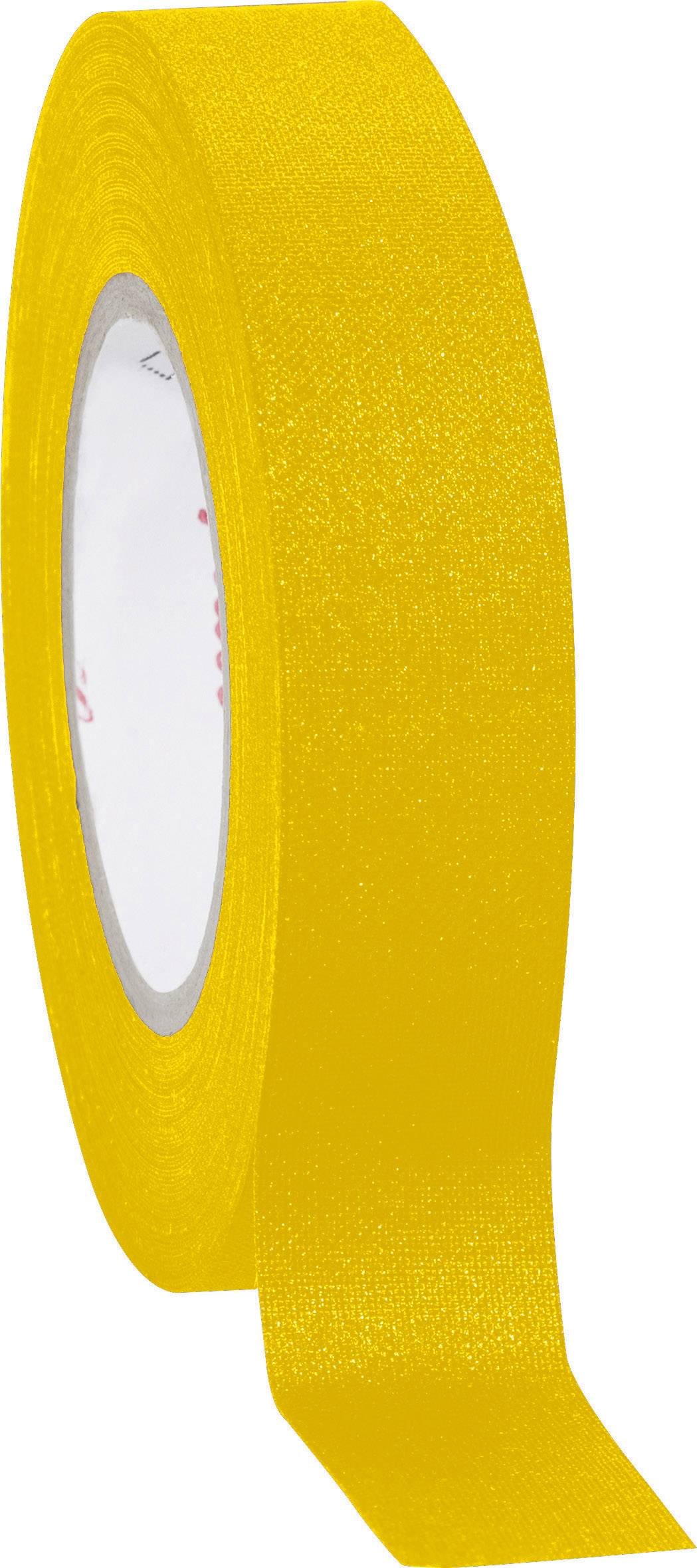 Yellow adhesive tape, on a roll, partially unrolled. Suitable for various crafting and repair work.