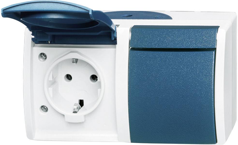 Busch-Jaeger 20/2 EW-53 Wet room switch product range Two gang socket Ocean (surface-mount) Blue, Green 1 pc(s)