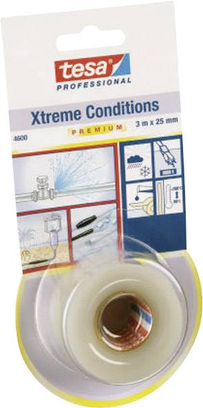Packaging for a Tesa adhesive tape designed for extreme conditions, suitable for water pipes and various repairs, 3 m x 25 mm.