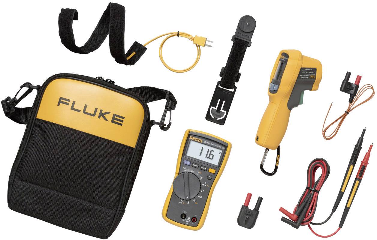 Multimeter Set with Carry Case, Temperature Measuring Device, Cables and Test Probes. Suitable for Electricians and Technicians for Voltage and Temperature Measurement.