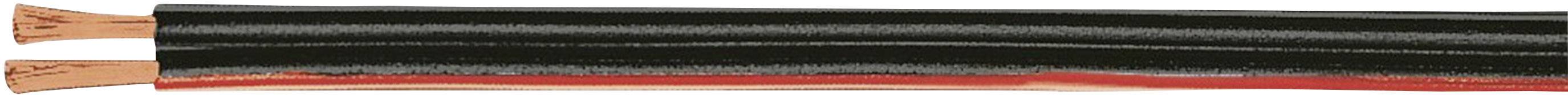 The image shows a two-core, insulated cable with copper wires. Both cores are placed side by side with black and red insulation.
