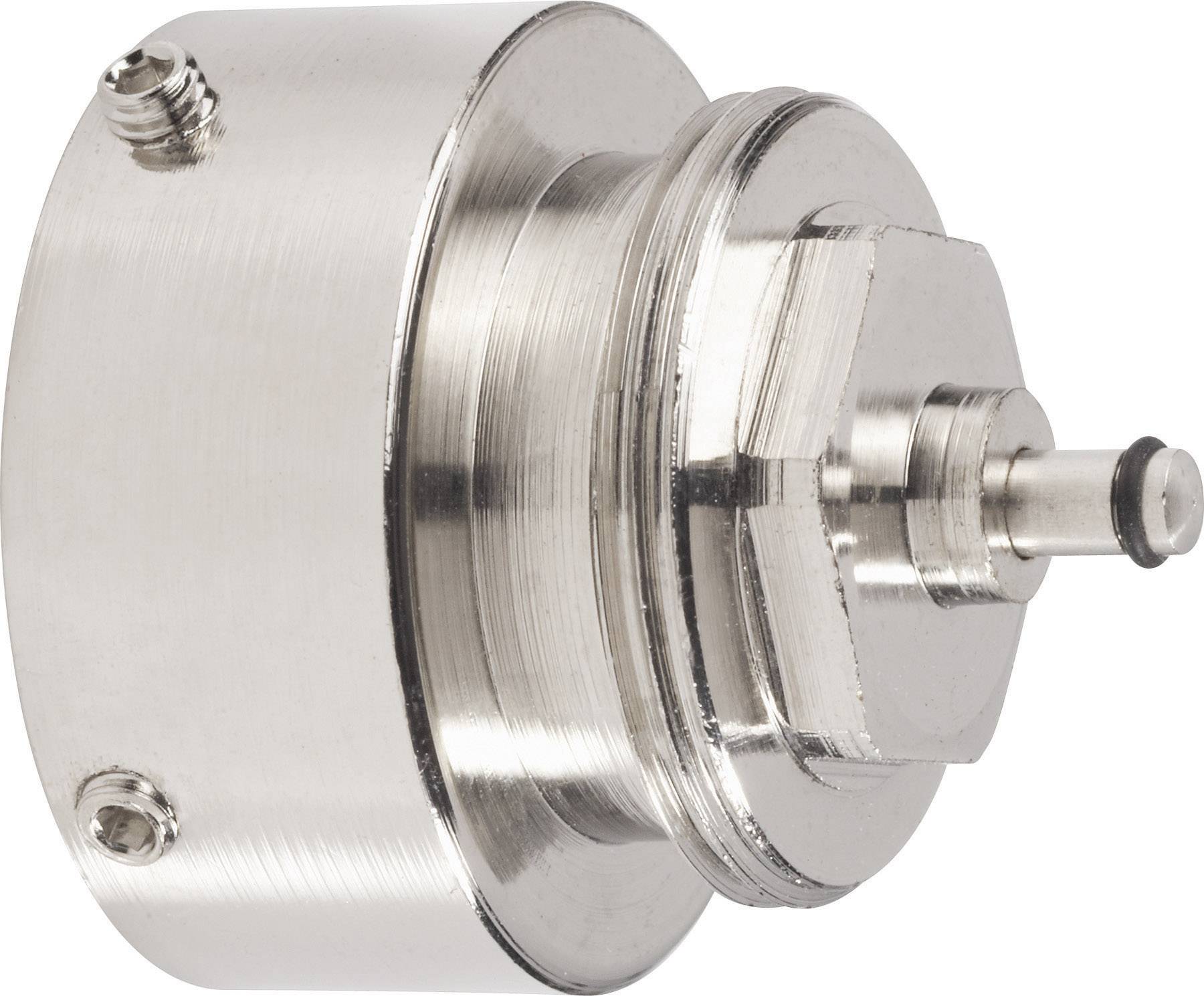 Metal adapter with cylindrical shape and screw connections, suitable for hydraulic systems or pressure connections.