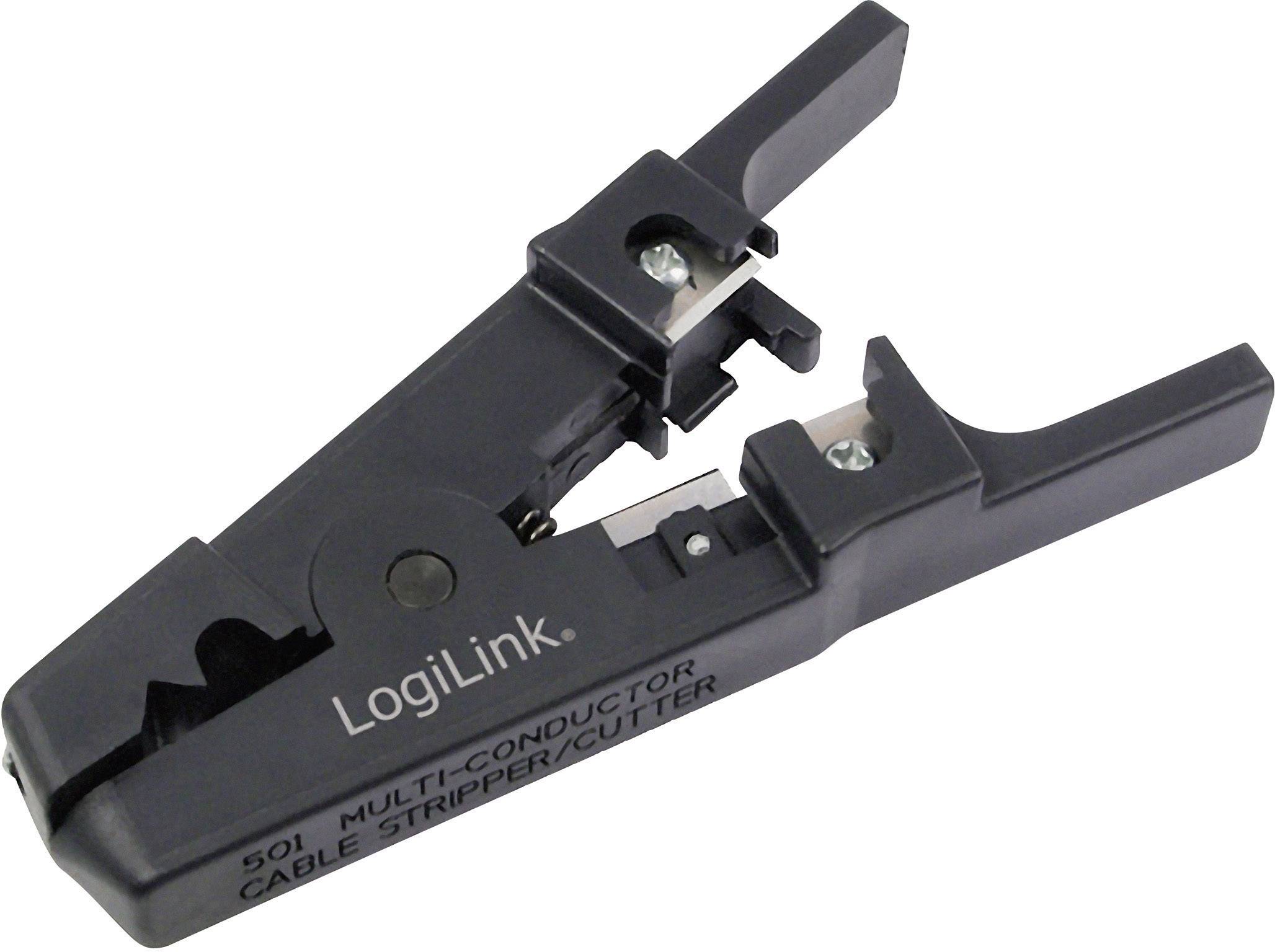 Black LogiLink Cable Stripping Tool for Multi-Core Cables, Model 501. Suitable for stripping and cutting cables.