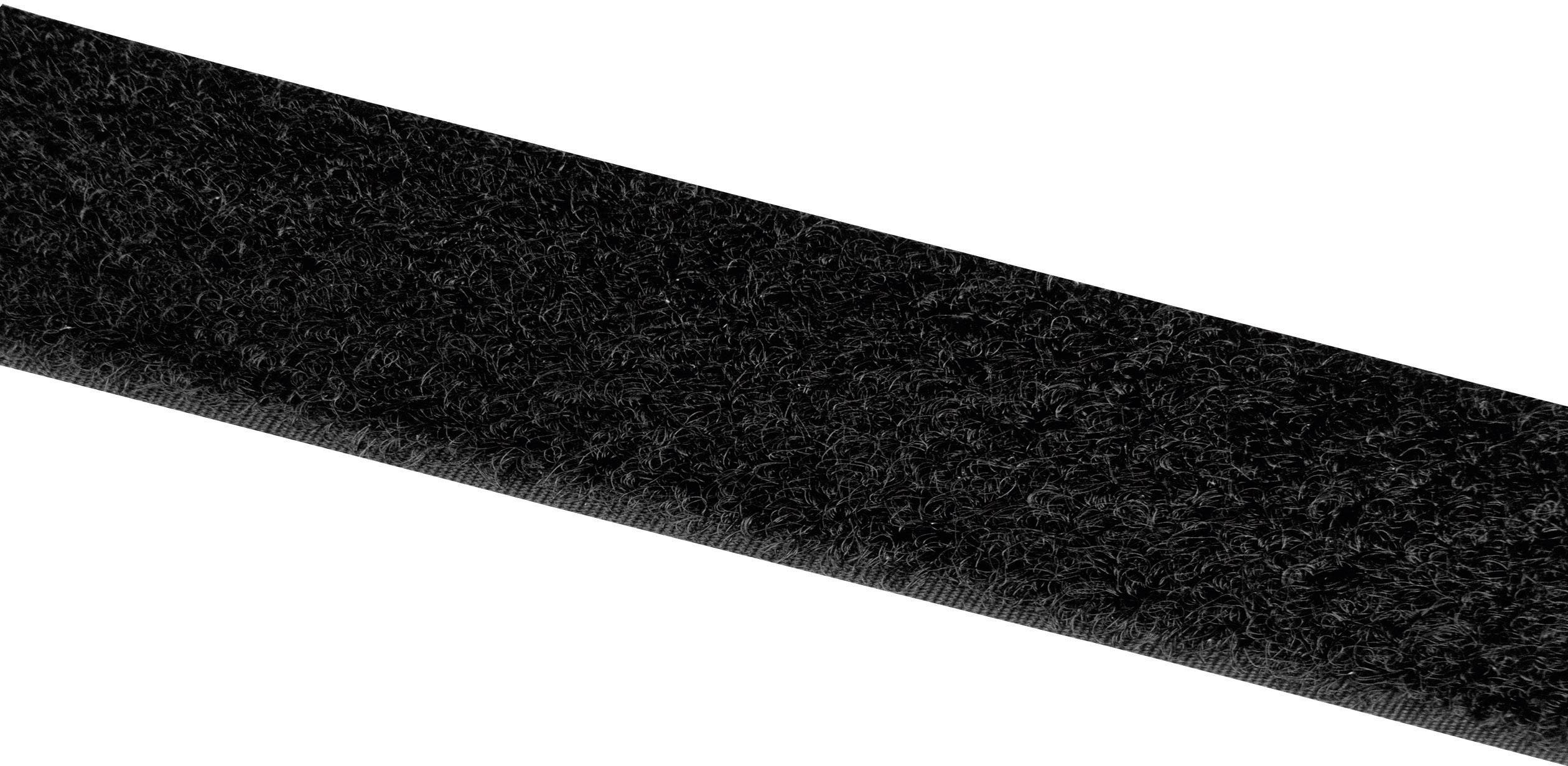 Black, flat hook and loop fastener, horizontally aligned.