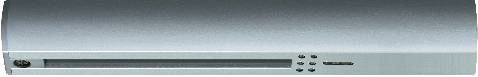 DVD player with a silver front panel and buttons positioned to the right of the disc slot.