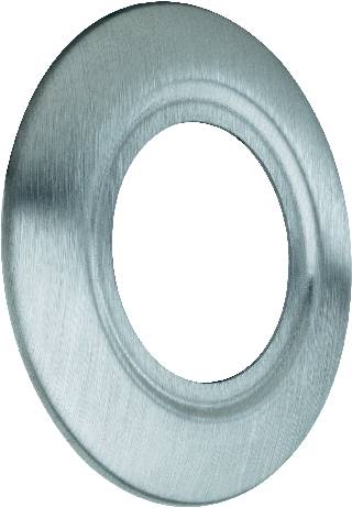 Metallic round washer with a shiny surface.