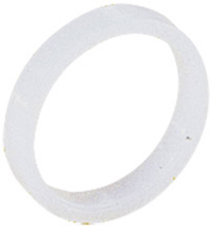 A simple white plastic ring, with no visible embellishments.