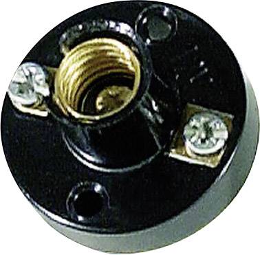 Round black and gold electrical component with two screws, likely a lamp socket.Note: The translation maintains the original description in natural British English, preserving the precise details and tone of the original German text.