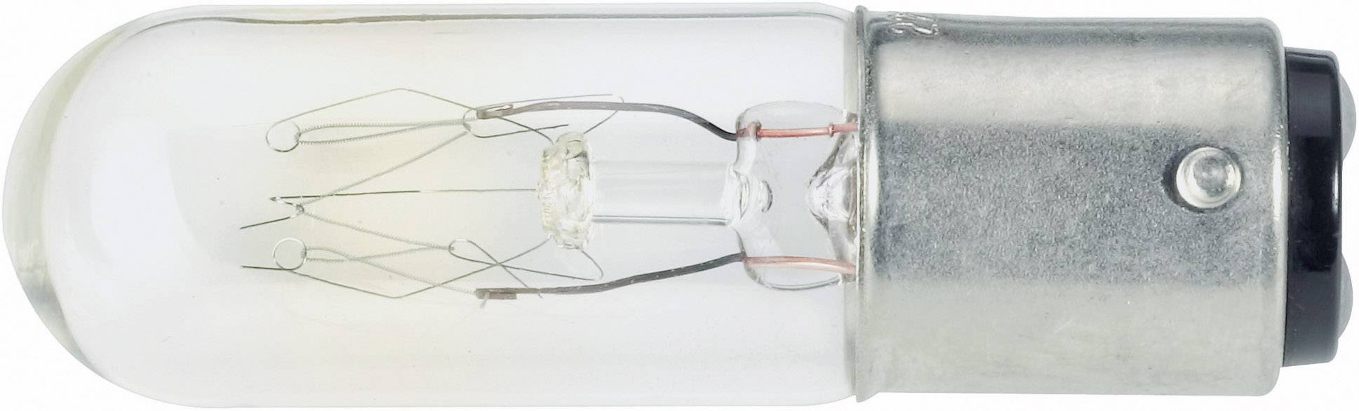 A light bulb with a metal fitting and visible thin wires inside.