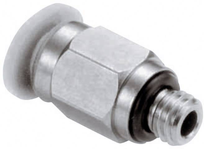 Metallic quick-release adaptor with thread, in cylindrical form, suitable for pneumatic hoses or connections.