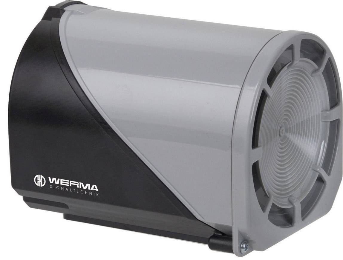 A grey and black technical device from Werma Signaltechnik, possibly a signal device or speaker, pictured from the side.