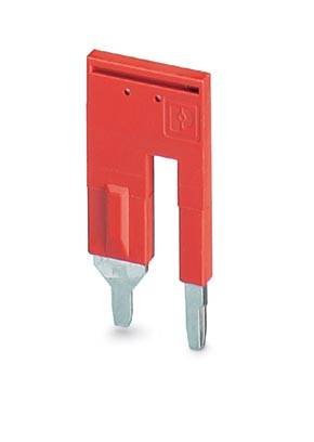 A red, rectangular electrical component that looks like a fuse, against a white background.