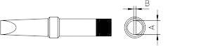 Technical drawing of a cylindrical component with a front cap and dimensional specifications. Top view and side view are shown.