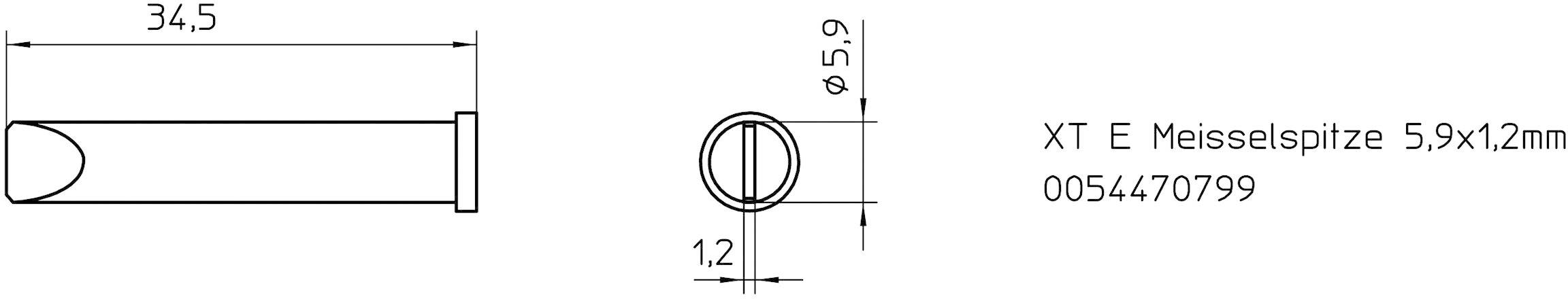 Weller XT-E Soldering tip Chisel-shaped Tip size 5.9 mm Content 1 pc(s)