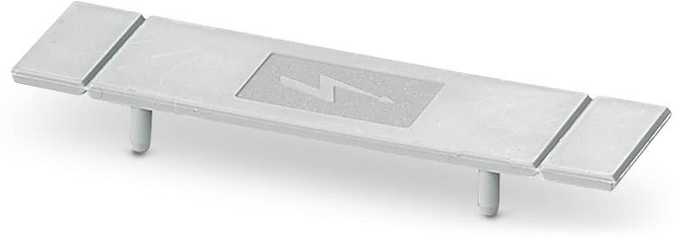 Metal rail with two protruding bolts and a lightning symbol in the centre.