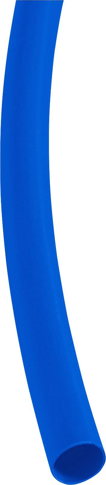 A blue, flexible hose shows its curved shape.