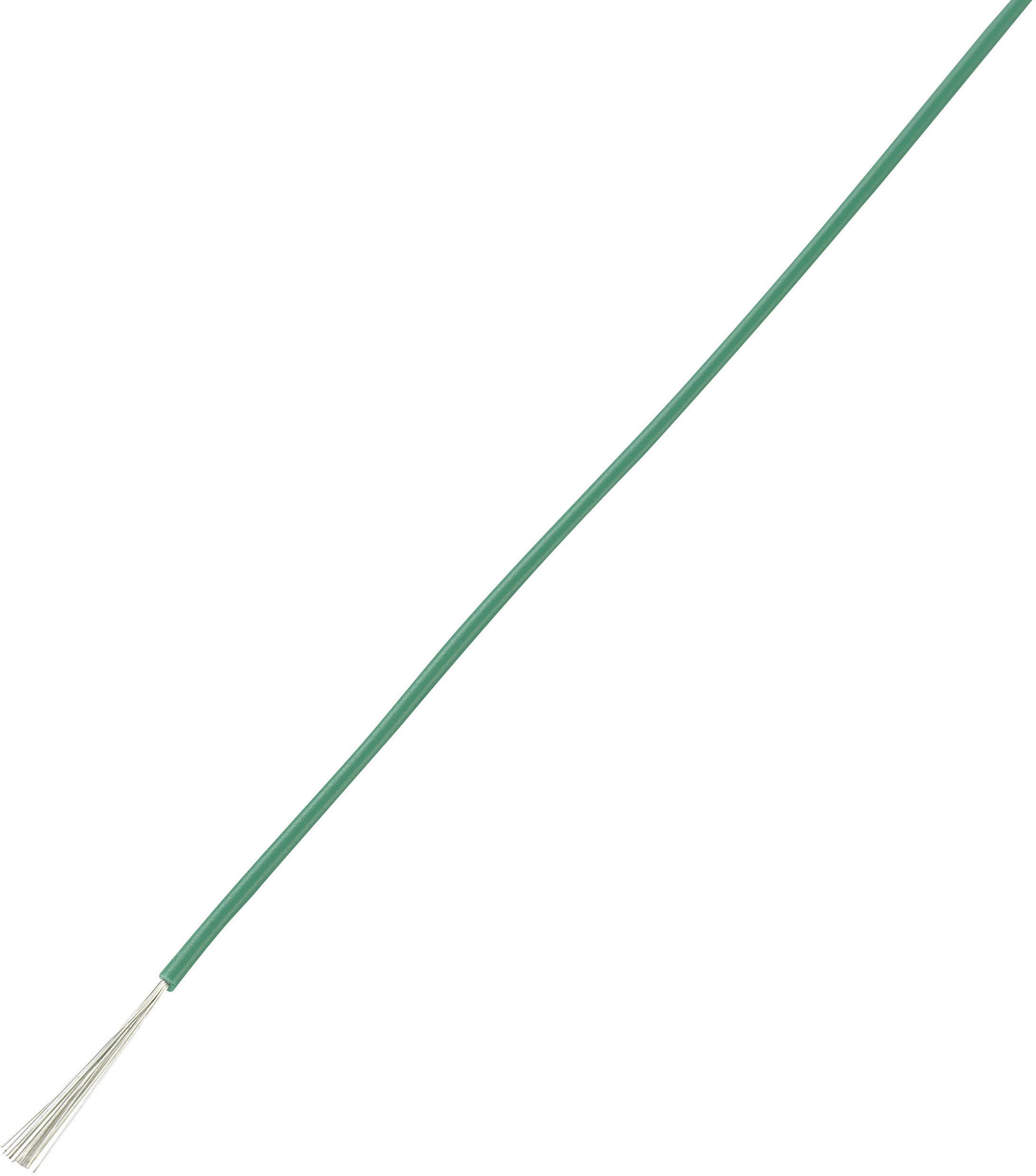 Green, insulated cable with bare wire exposed at one end.