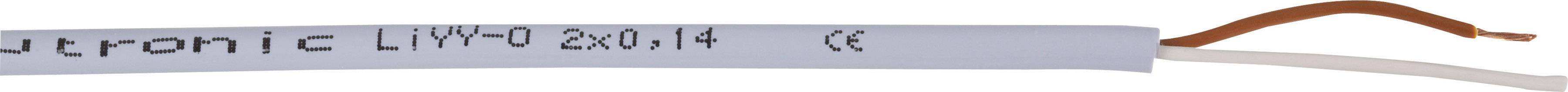 A grey cable marked 'tronic LY40 2x0.14 CE', partially stripped with visible copper wires.
