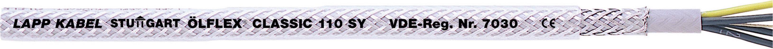 Cable in close-up with the inscription: 'Lapp Cable Stuttgart Ölflex Classic 110 SY VDE Reg. No. 7030 CE'.