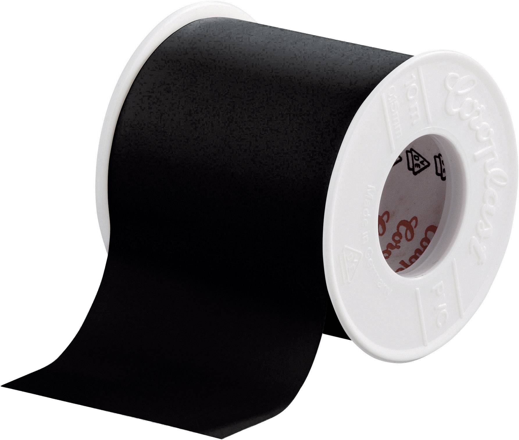 A black roll of medical tape, unused, on a white background.
