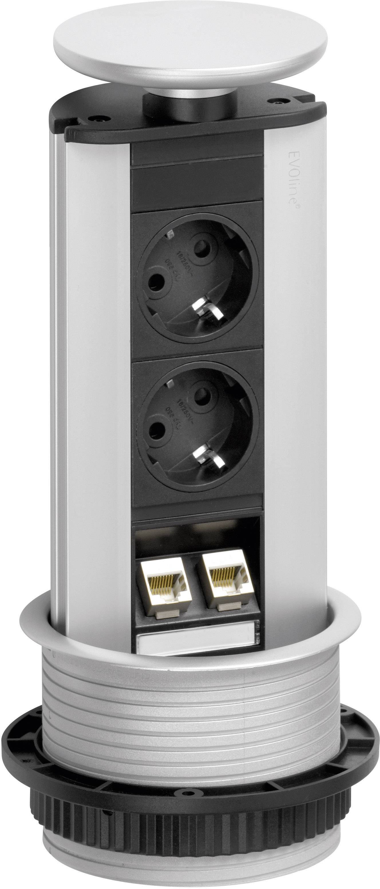 EVOline 93100314 Socket tower 2x Black, Silver PG connector 1 pc(s)