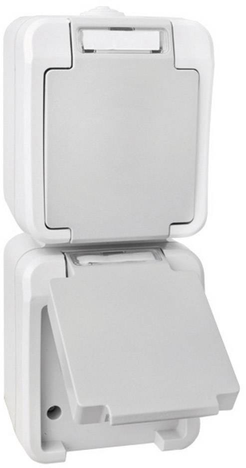 Peranova 102437 Wet room switch product range Two gang socket Pera Light grey, Dark grey