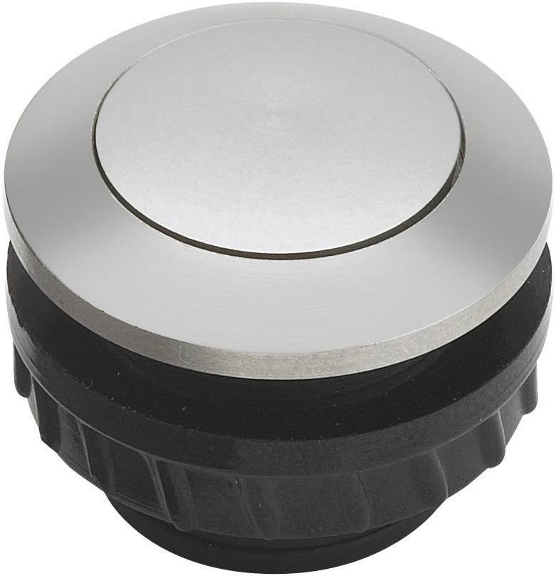 Round, silver push button with a black plastic casing, typically used for doorbell switches or industrial controls.
