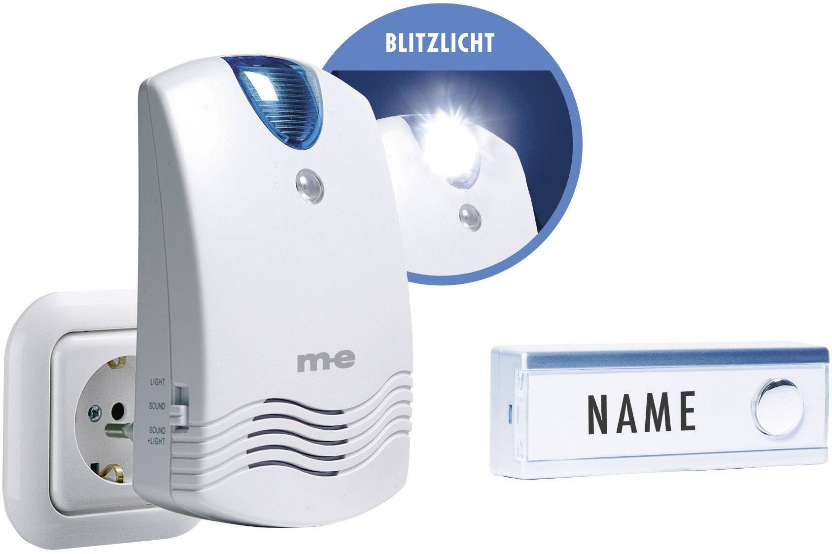 m-e modern-electronics FG1.2 Wireless door bell Complete set incl. nameplate, incl. flash
