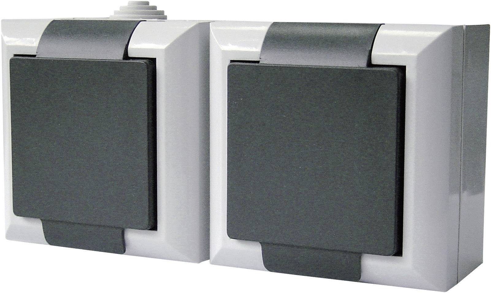 GAO 9168 Wet room switch product range Two gang socket Business-Line Grey