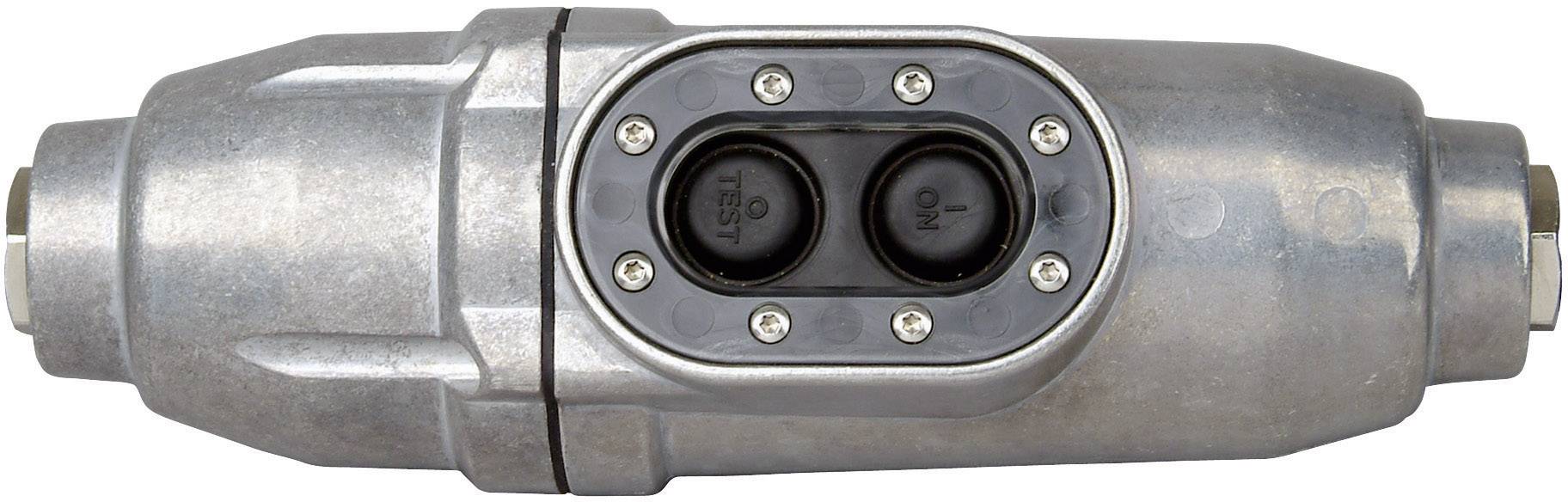 A metallic component with two covered buttons in the centre, which could be part of a coupling or connection mechanism.