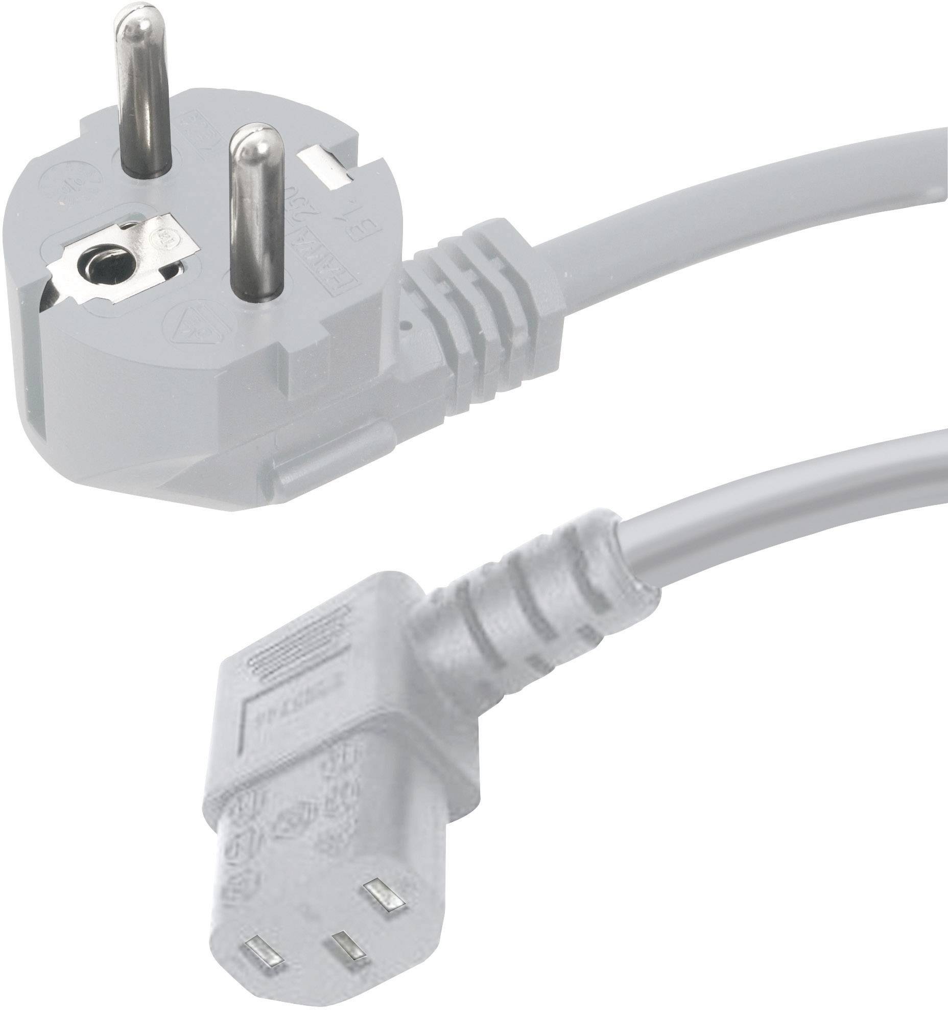 Two plugs: at the top, a European socket plug with two round pins, at the bottom, a cold device plug for electrical equipment.