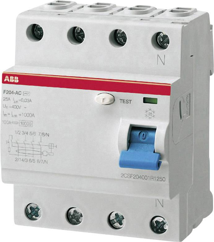 ABB RCCB A 4-pin 25 A 0.03 A 230 V AC, 400 V AC