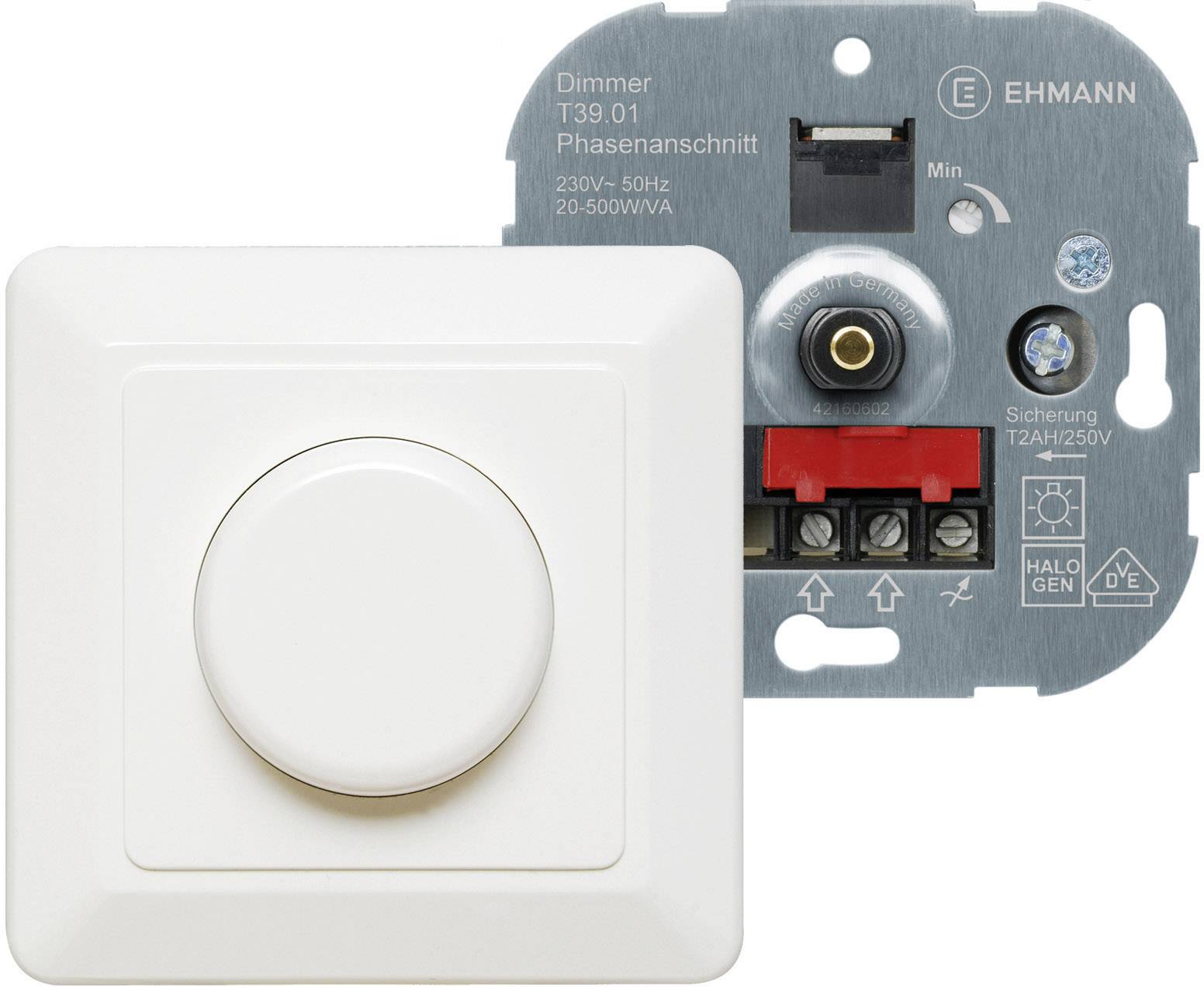 Ehmann 3960c0120 Flush-mount dimmer Suitable for light bulbs: Light bulb, Halogen lamp Pure white