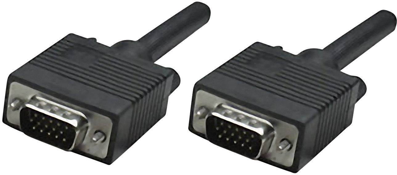 Manhattan VGA Cable VGA 15-pin plug, VGA 15-pin plug 15.00 m Black 313629 screwable VGA cable