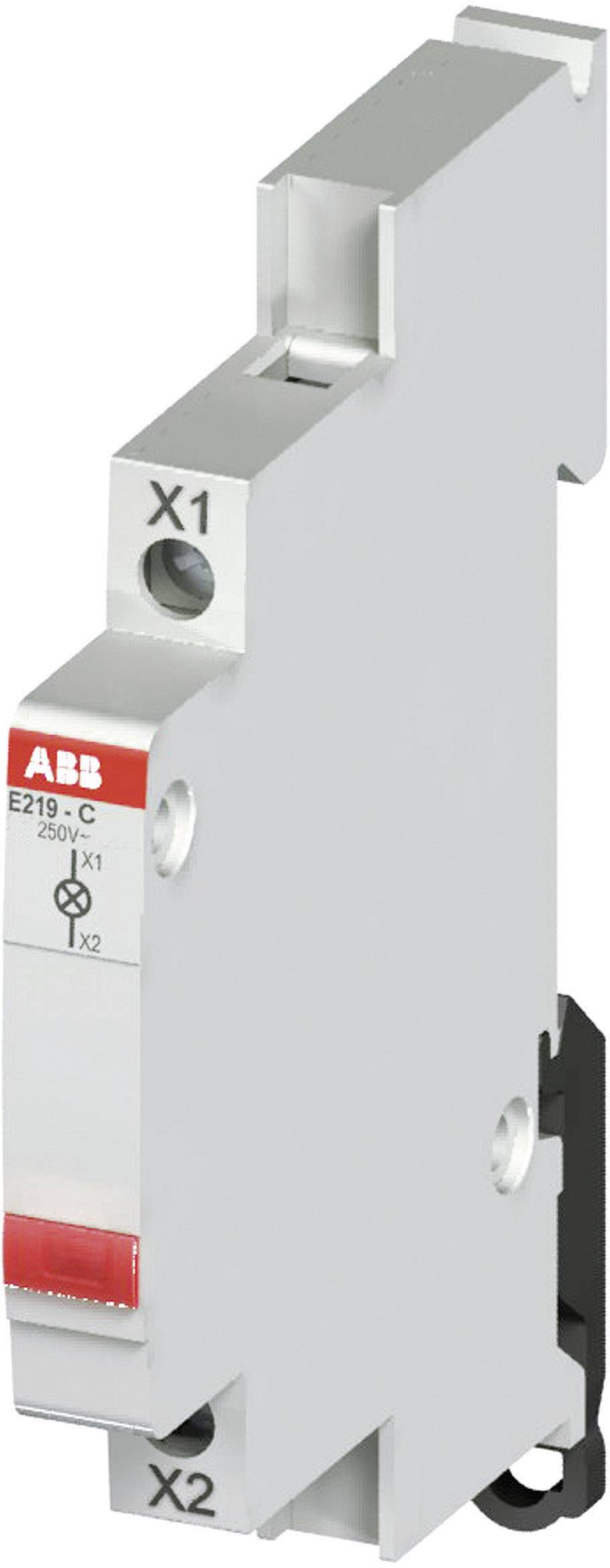 A slim grey ABB relay switching actuator, Type E219-C with X1 and X2 connections, for use in electrical circuits.