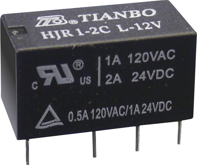 Tianbo Electronics HJR1-2C-L-12VDC PCB relay 12 V DC 2 A 2 change-overs