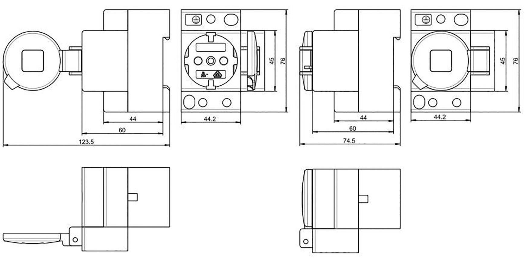 DIN rail mains socket with cover GAO 5017B 1 pc(s)