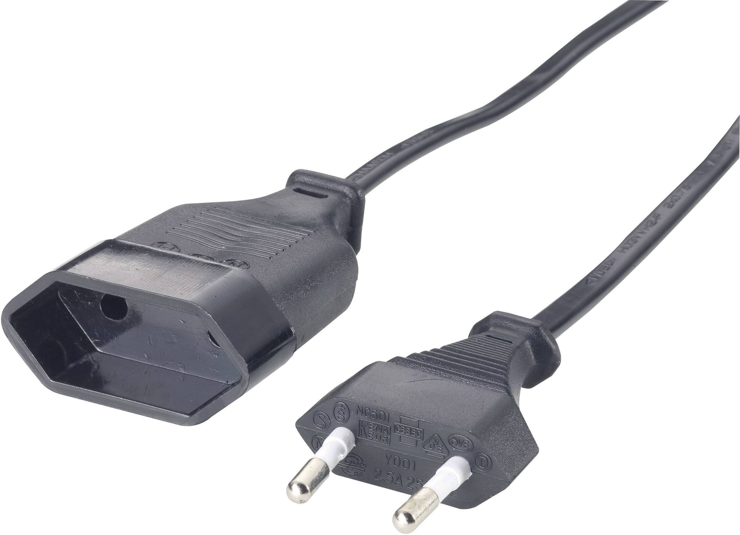 GAO 145605092 Current Cable extension Black 2.00 m H03VVH2-F 2X 0,75 mm²