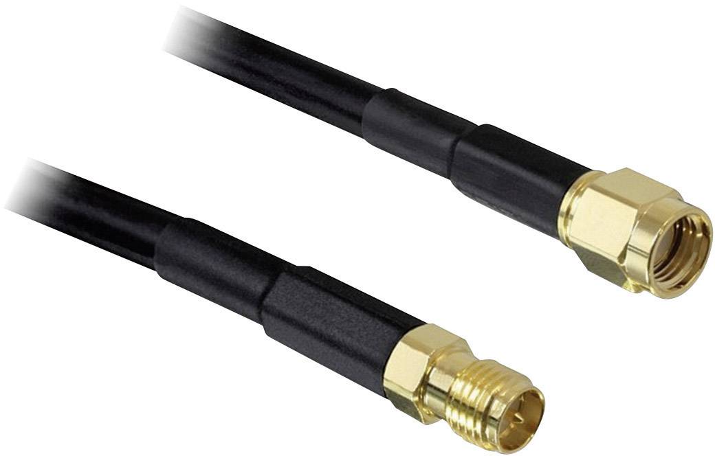 Two coaxial cables with gold-plated connectors, suitable for connecting communication devices.