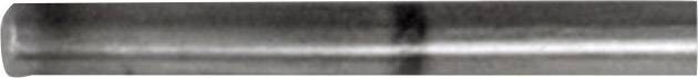 A grey metal rod with a smooth surface, depicted in a horizontal orientation.