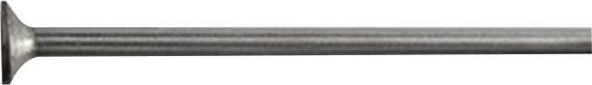 A long, thin metal nail with a flat head, tapering to a point on one side. Often used for fastening materials.