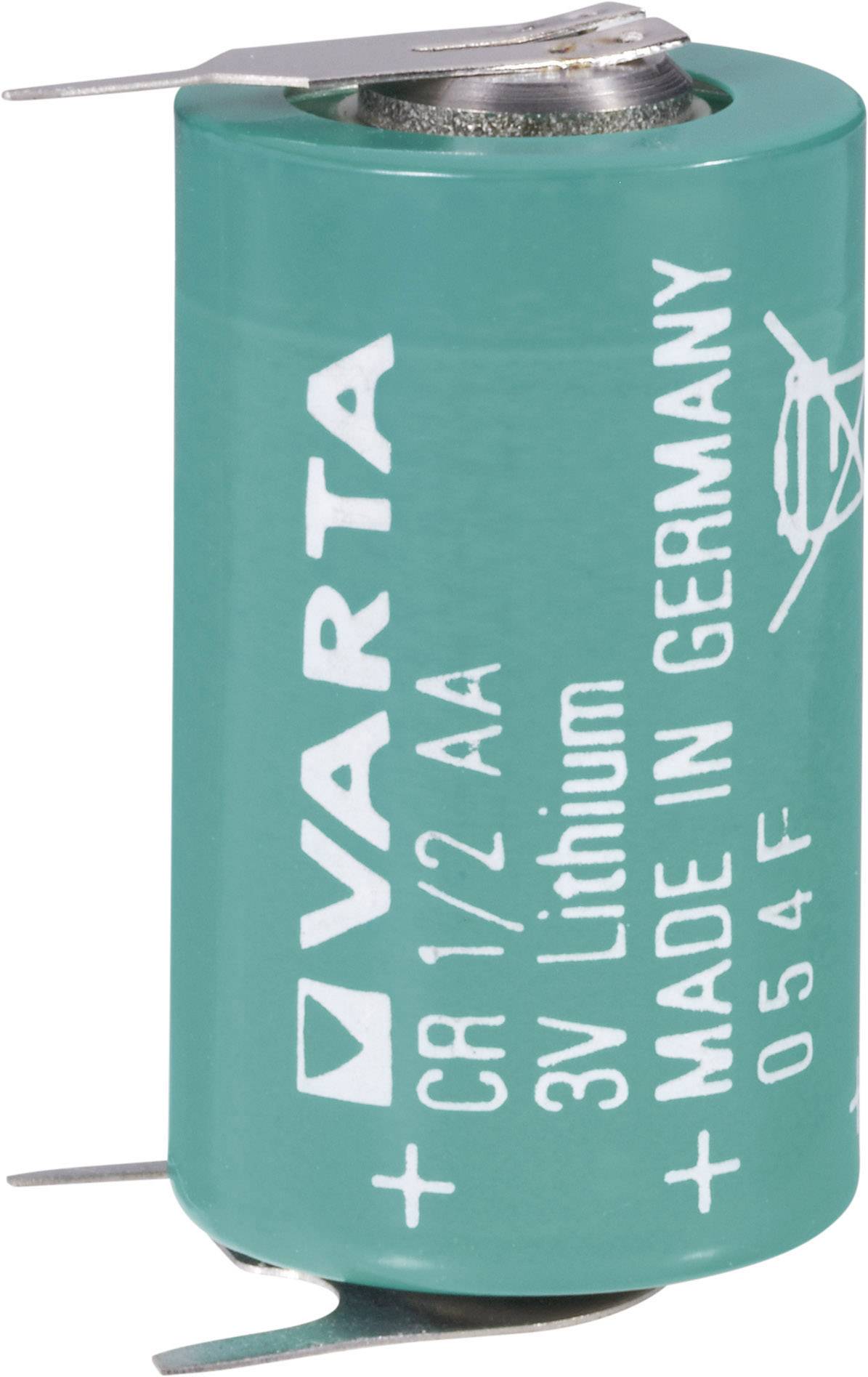 'A VARTA CR 1/2 AA 3V lithium battery, green, with the inscription 