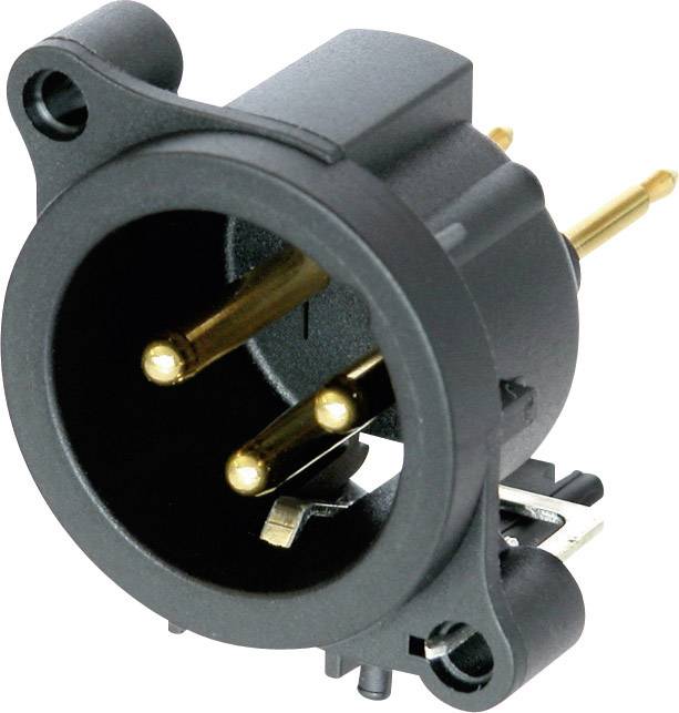 Black socket outlet with two golden pins, suitable for electronic connections.